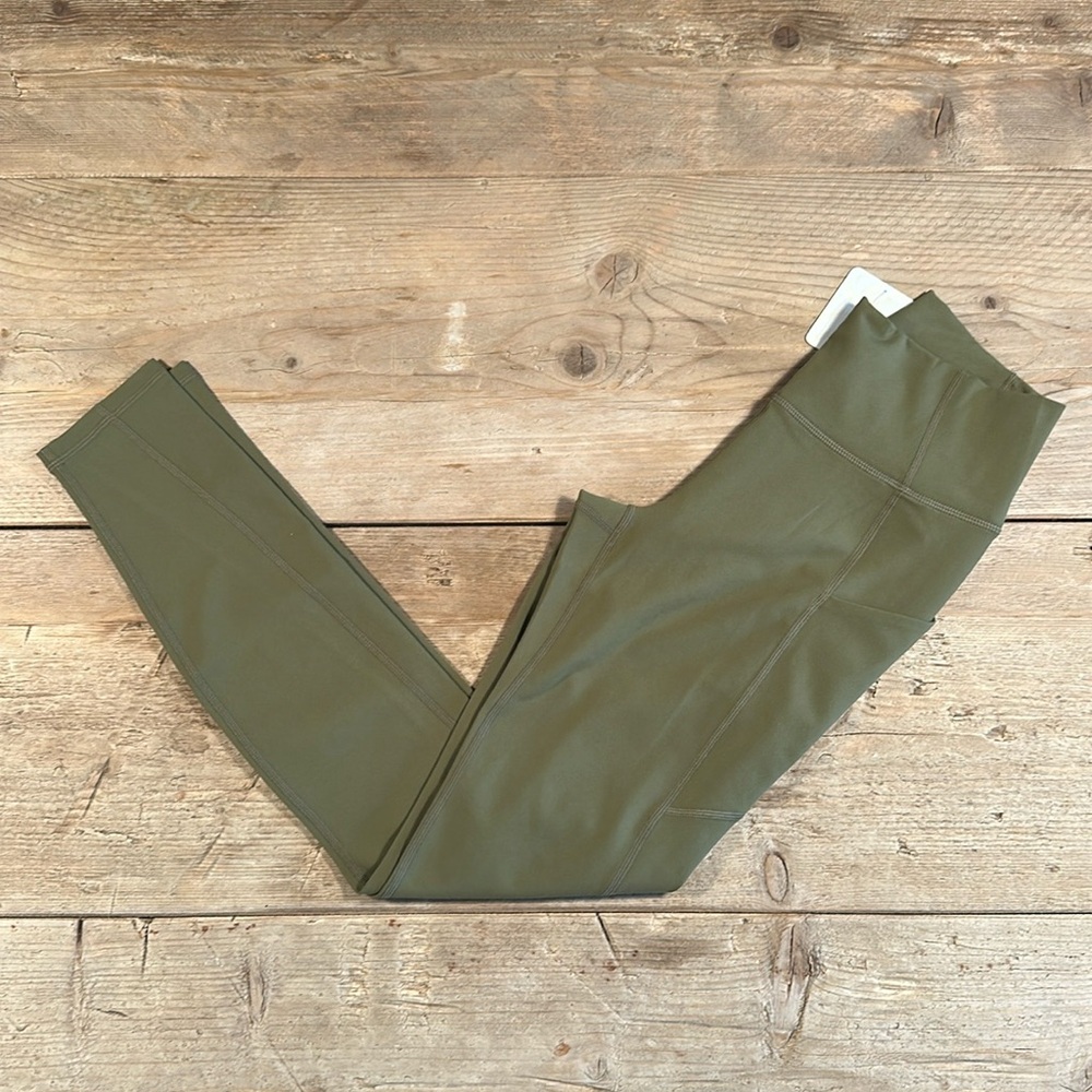 NWT- Fabletics PureLuxe HW Pocket Full length Legging- DARK MOSS (27” Inseam)